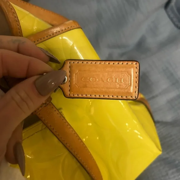 Coach Yellow Patent Leather Shoulder Bag - Picture 2 of 6